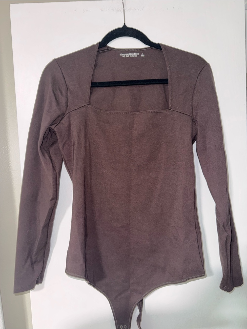 Abercrombie & Fitch Chocolate Brown Long-Sleeve Square Neck Bodysuit